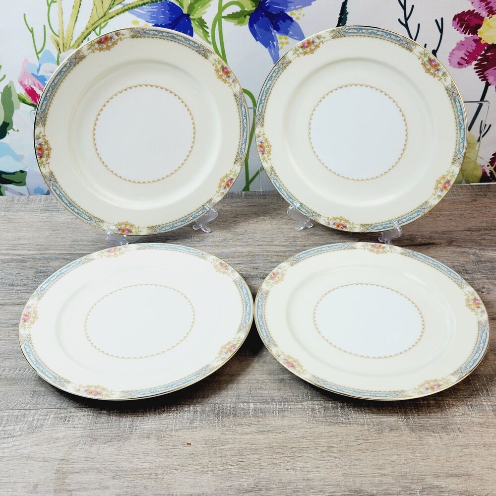 Noritake Rose China Annette 10 1/4" Dinner Plates Lot Of 4 Vintage
